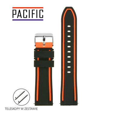 PASEK U14 - 1.12 - CZARNY / POMARAŃCZOWY - 20MM