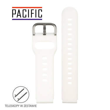 PASEK U01 - 22/S - BIAŁY / SREBRNY - 22MM