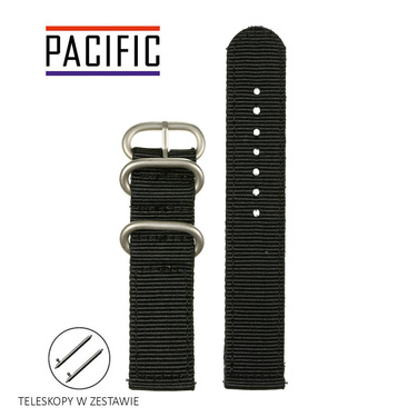 PASEK N02 - 1/S - CZARNY / SREBRNY - 24MM